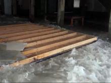 Florence parks waves in garage on North Topsail Beach