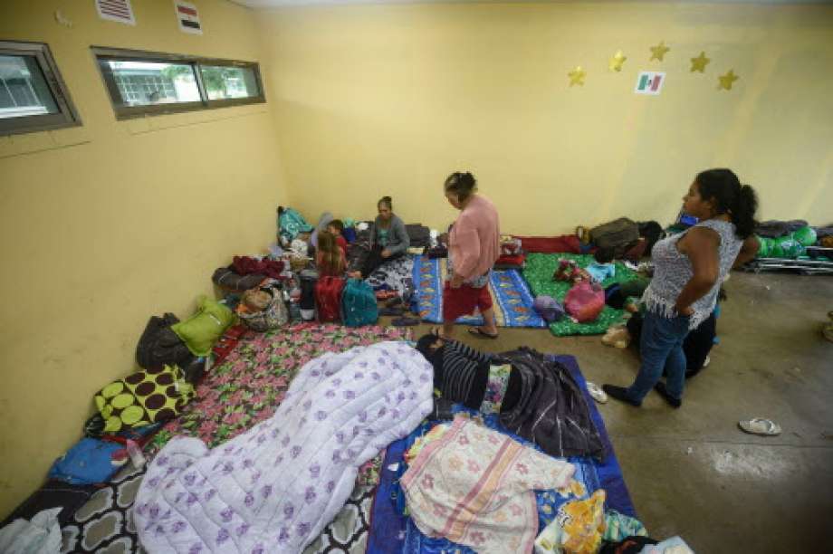 People remain at an improvised shelter in Escuinapa, Sinaloa state, Mexico, on October 23, 2018, before the arrival of Hurricane Willa.  Photo: ALFREDO ESTRELLA, AFP/Getty Images / AFP or licensors