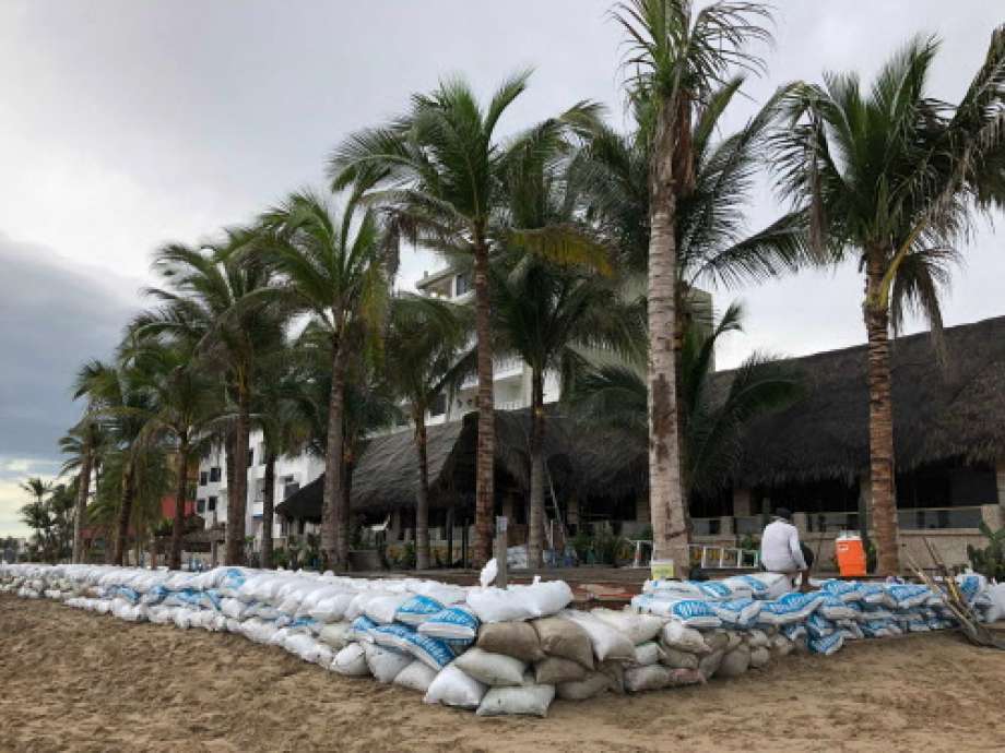 View of piled up sand bags, to protect a restaurant from Hurricane Willa, before its arrival in Mazatlan, Sinaloa state, Mexico on October 23, 2018.  Photo: DANIEL SLIM, AFP/Getty Images / AFP or licensors