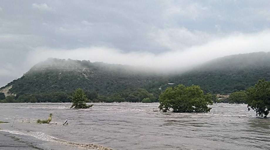 The South Llano River crested at 31 feet in Junction on Monday morning, causing the river to overflow its banks and essentially drowning a nearby RV Park, according to Junction Mayor Russell Hammonds. Photo: Russell Hammonds