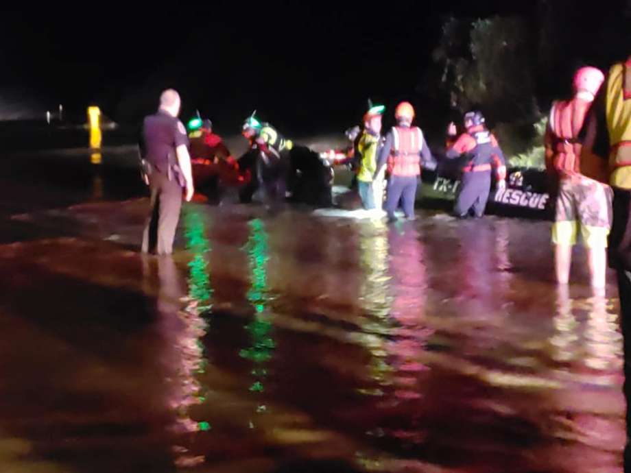 The driver attempted to cross Shudde's Crossing on Ranch Road 187 South at about 1:50 a.m., but both he and his vehicle were swept away, according to a Facebook post from Sabinal Mayor Pro Tem Javier Flores. Photo: Sabinal EMS Archive