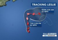 Hurricane Leslie forms far out in Atlantic Ocean