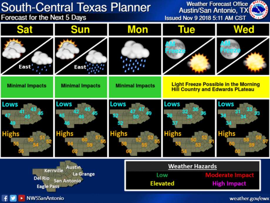 More than 20 streets in San Antonio and almost 30 in Bexar County were closed Friday as rain showers passed through the area. Photo: Ken Branca