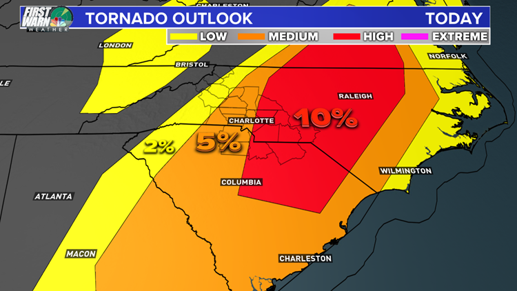 Charlotte area under tornado watch as severe storms race across