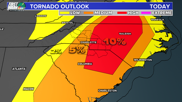 Charlotte area tornado outlook Friday April 19