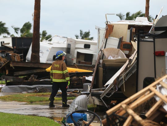 A view just after Hurricane Harvey of the Island RV