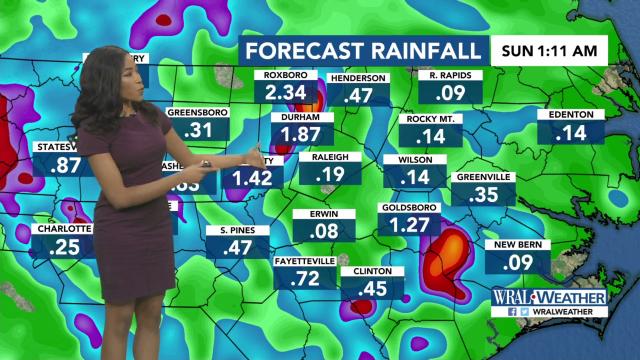 Rainfall forecast for Saturday, June 8, 2019