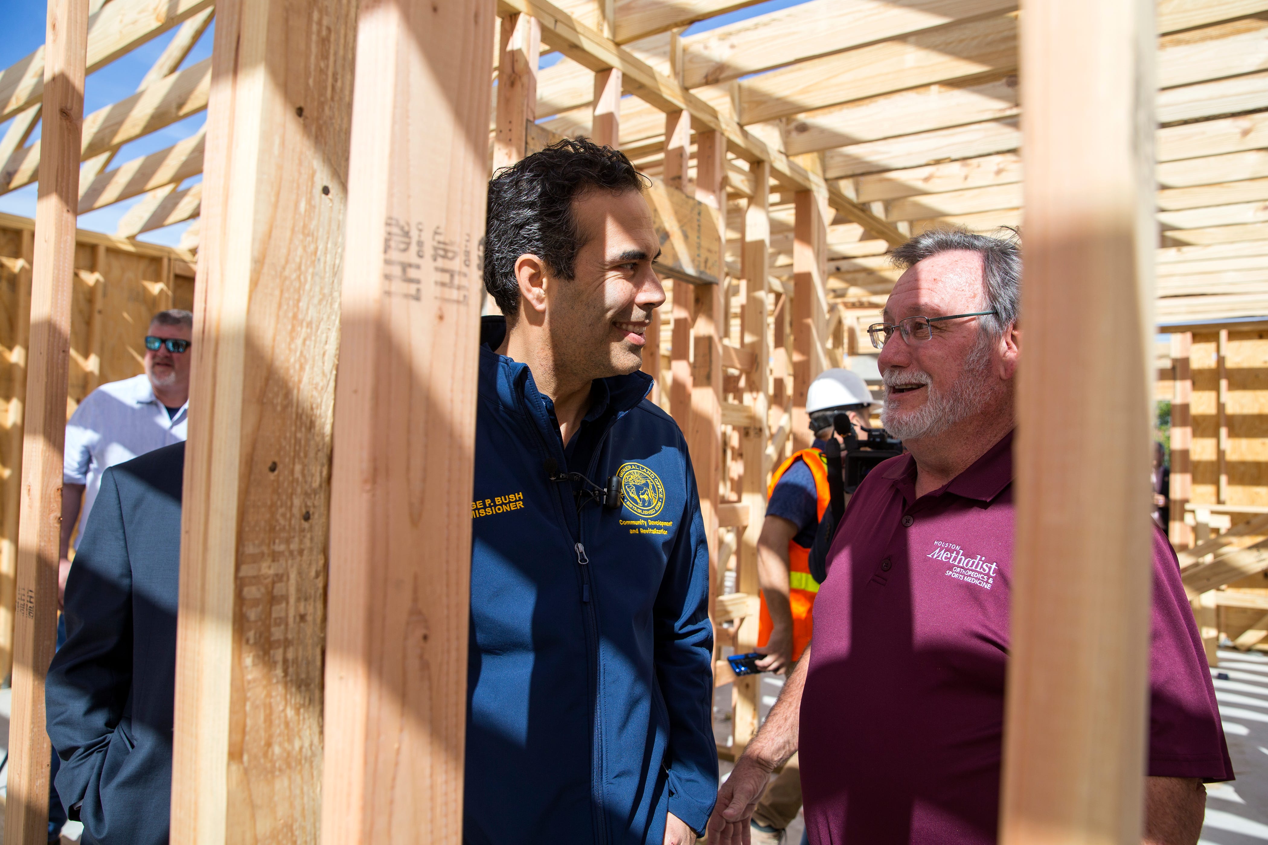 Texas Land Commissioner George P. Bush (left) and Fulton Mayor Jimmy Kendrick tour the home of a Rockport family during a walkthrough showing progress on Tuesday, January 22, 2019 in Rockport. Their home was damaged by Hurricane Harvey and was beyond repair and under the Homeowner Assistance Program they are getting the help they needed to get their home rebuilt. The General Land Office has allocated more than a billion dollars to the program, which will help thousands of Texans who were affected by Hurricane Harvey recover.