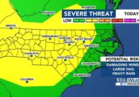 Level 2 risk for severe weather stretches across central NC