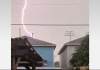 Houston thunderstorm causes street flooding, rush hour nightmare, lightning show