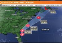 Hurricane Dorian moving north along Florida east coast, headed toward Carolina coast