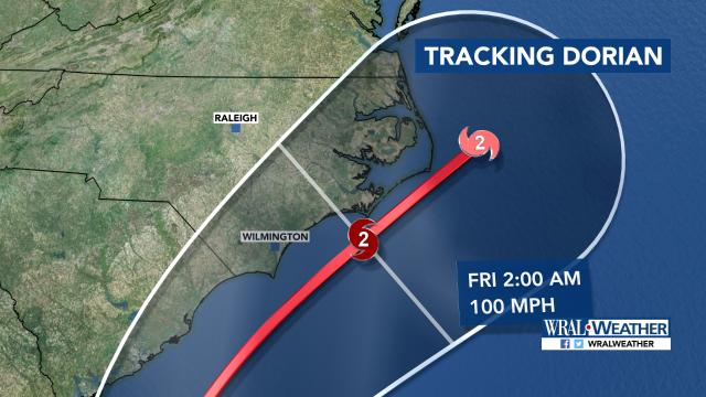 Hurricane Dorian track as of Tuesday morning