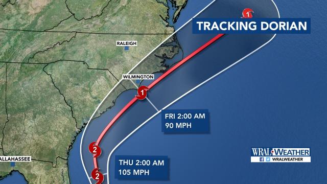 Dorian track as of Wednesday morning