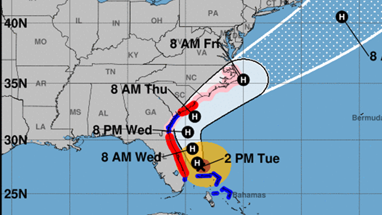 Hurricane Dorian Tuesday 2 p.m. forecast track