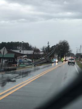 Power lines down near Bunn High School