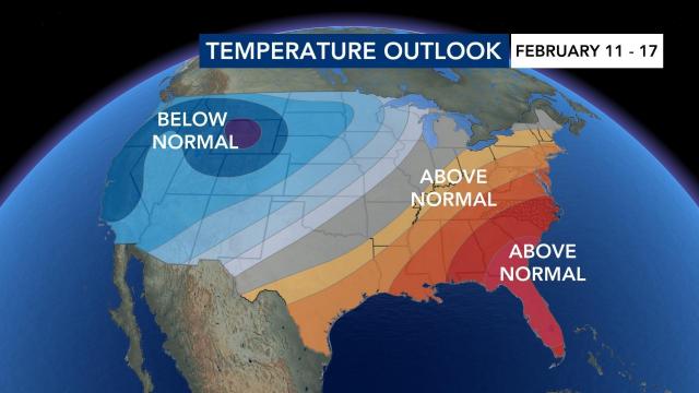 Temperature outlook Feb. 11-17