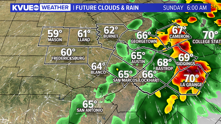 6 AM Sunday Future Clouds & Rain