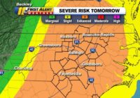 Storms moving in late Easter Sunday, enhanced risk of severe weather Monday morning