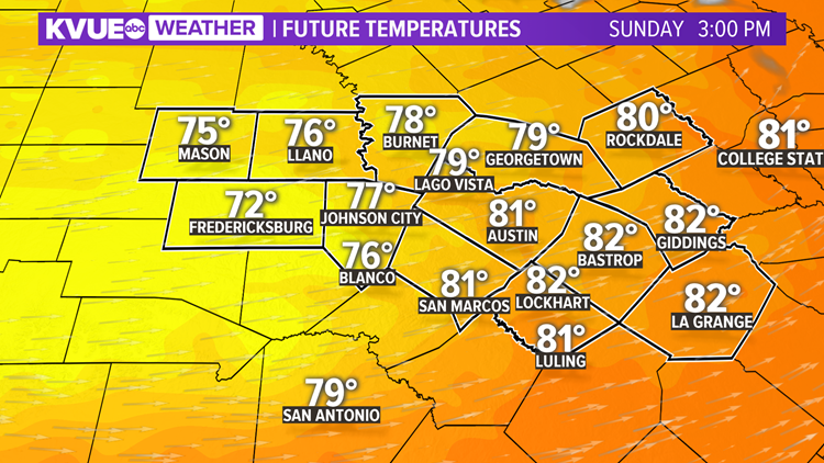 3 PM Sunday Future Temperatures