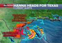 Hanna officially becomes a Category 1 hurricane