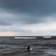 Dark clouds are seen over the ocean at J.P. Luby Park ahead of Tropical Storm Hanna, Friday, July 24, 2020. The storm is expected to make landfall on Saturday. 