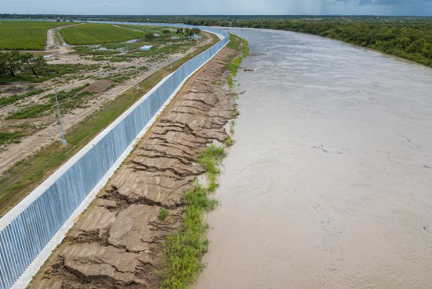 Erosion along the privately funded border wall on the banks of the Rio Grande in Mission has accelerated due to Hurricane ...