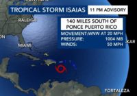 Tropical Storm Isaias forms in the Atlantic Ocean