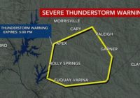 Severe Thunderstorm Warning issued for Wake County, flood warning for Durham County
