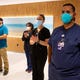 Health care works at CHRISTUS Spohn Shoreline Hospital gather as U.S. Senator John Cornyn (R-TX) thanks them for their work during the COVID-19 pandemoniac on Monday, Aug. 24, 2020.