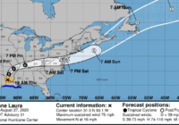 Former Hurricane Laura now strong tropical storm, with winds of 70 mph