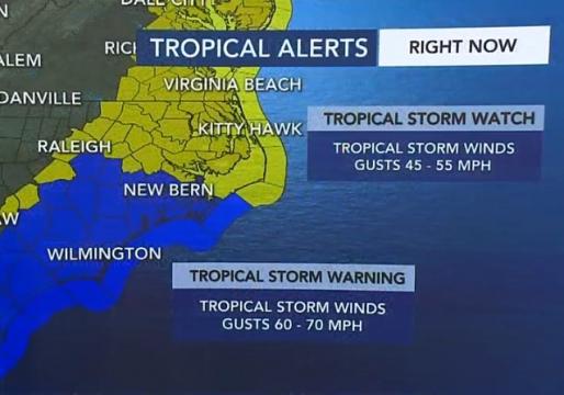 Tropical Storm Watch and Warning in effect as of 5 p.m. 8/2