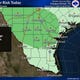 The National Weather Service says thunderstorms will be possible in the Coastal Bend from 3 p.m. to 10 p.m. Monday. The storm could bring hail and up to 60 mph winds.