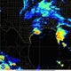 The center of Tropical Storm Beta makes landfall off the Texas Gulf Coast as seen in this NOAA GOES East satellite image.
