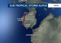 Tropical Storm Beta forms in Gulf of Mexico; Subtropical Storm Alpha hits Portugal