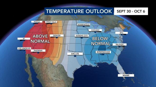 Temperature outlook for Sept. 30-Oct. 6
