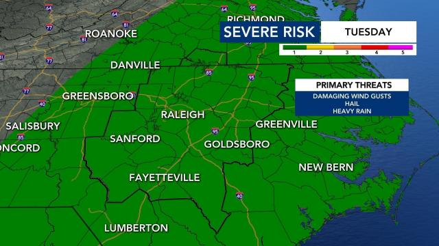 We have a Level 1 risk for severe weather in our area starting on Tuesday. 