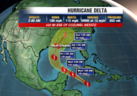 Hurricane Delta reaches Category 3 with 115 mph winds as it tracks into the Gulf of Mexico