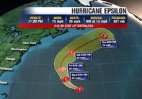 Epsilon strengthens into Category 1 hurricane in Atlantic Ocean