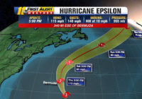 Epsilon instensifies into category 3 hurricane in Atlantic Ocean