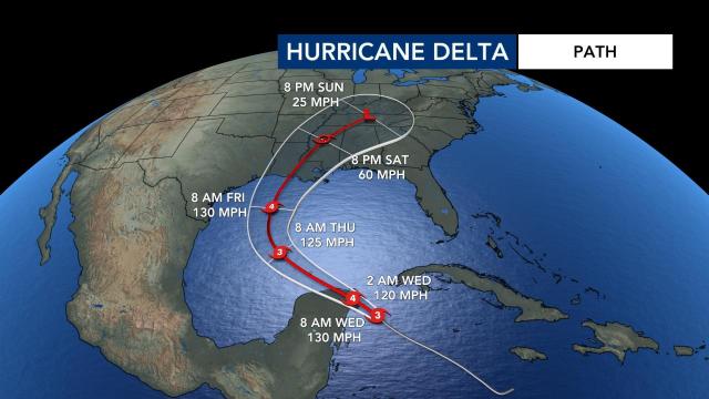 Hurricane Delta path