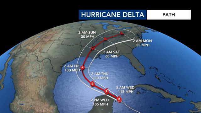 Hurricane Delta path