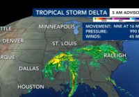 Rain from Delta's remnants falls across NC; severe weather risk ahead