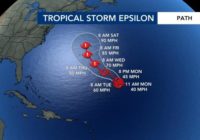 Tropical Storm Epsilon forms near Bermuda
