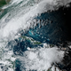 Satellite image of disturbance over Central Caribbean.