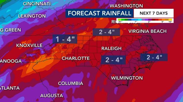 Rainfall predicted over the next week
