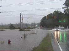 Floodwaters wash over roads in Nash, Edgecombe counties