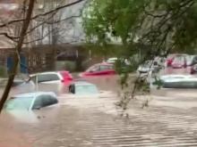 Cars beneath flood waters in Charlotte.