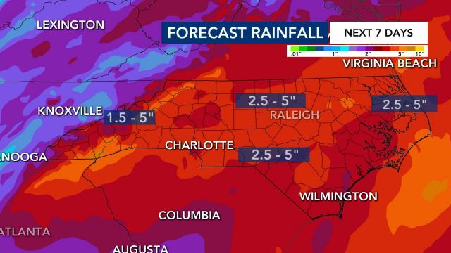 Rainfall predicted over the next week
