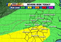 Severe weather risk increased to level 2 for part of central North Carolina