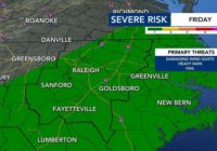 Level 1 risk for severe weather in place as central NC reaches the 80s